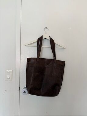 Dark Brown Leather Tote Bag
